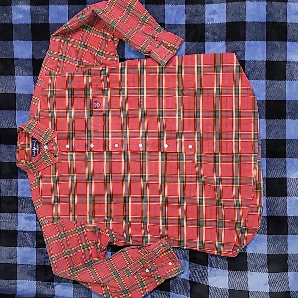 Vintage. 90s. Polo by Ralph Lauren. Button-up. "The Big Shirt". Men's size Large